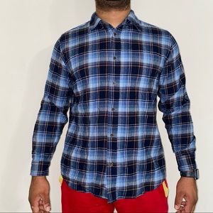 weatherproof  plaid flannel button down shirt blue